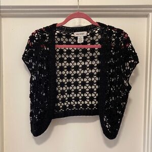 Sweater Say What? Black Shrug Sweater with Nordic Patterns